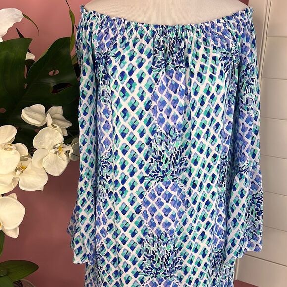 Lilly Pulitzer Resort White Toe In Pineapple Off The Shoulder Nevie Dress - Picture 9 of 15